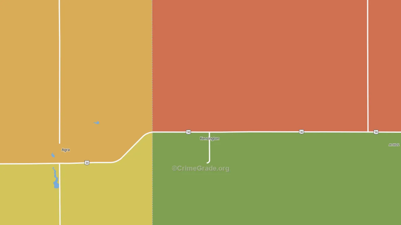 Kensington, KS Map of Burglary Rates