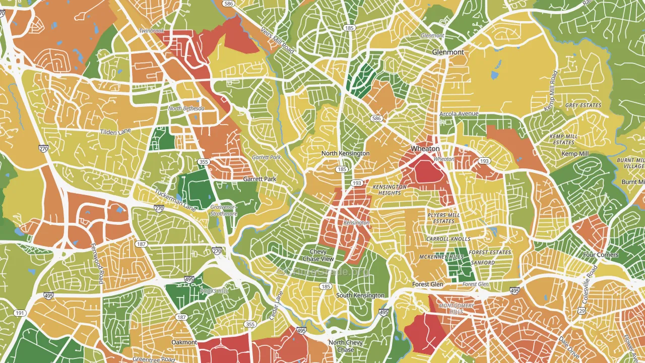 Kensington, MD Map of Burglary Rates