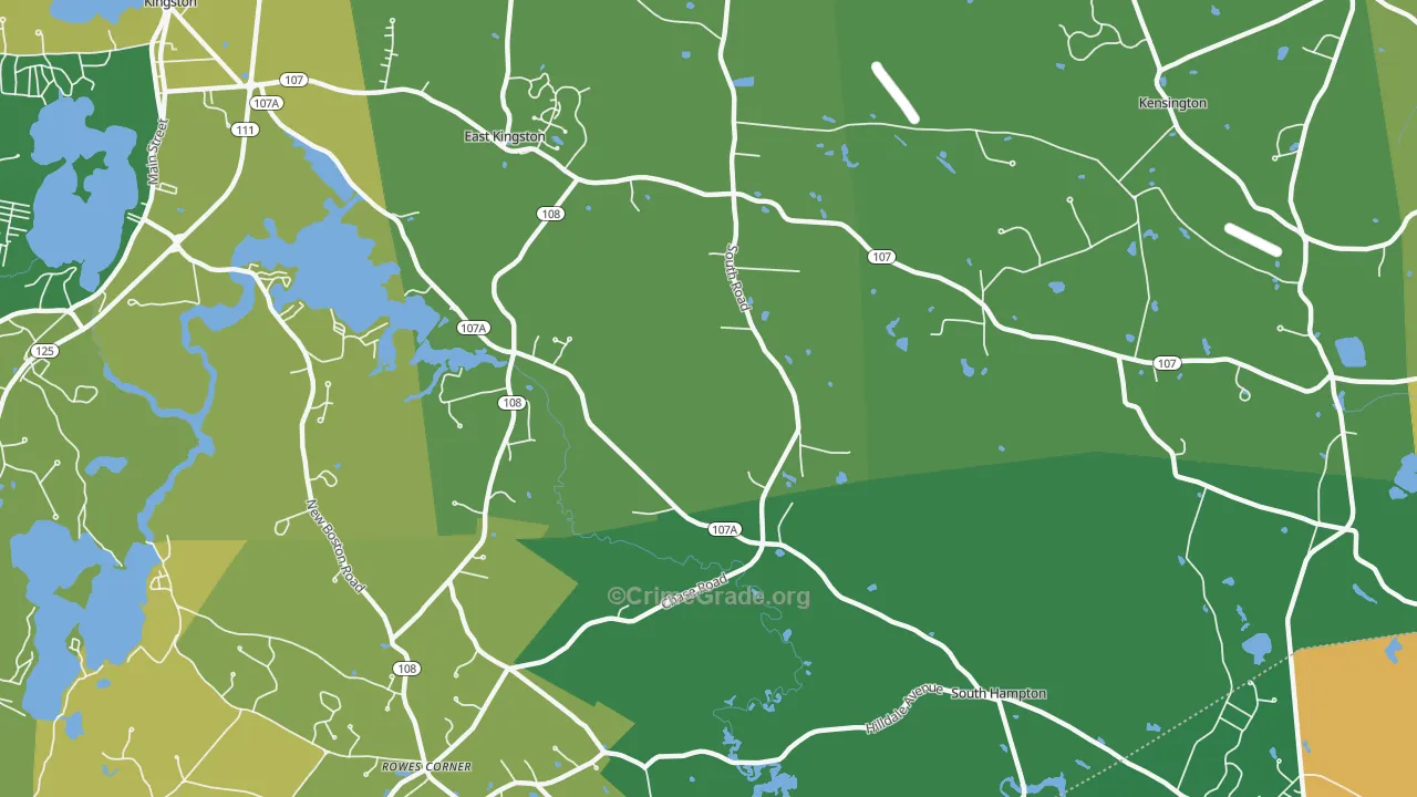 Kensington, NH Map of Burglary Rates
