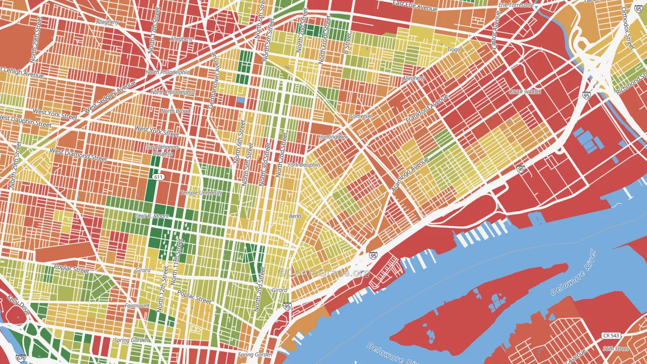 Kensington, Philadelphia, PA Map of Burglary Rates