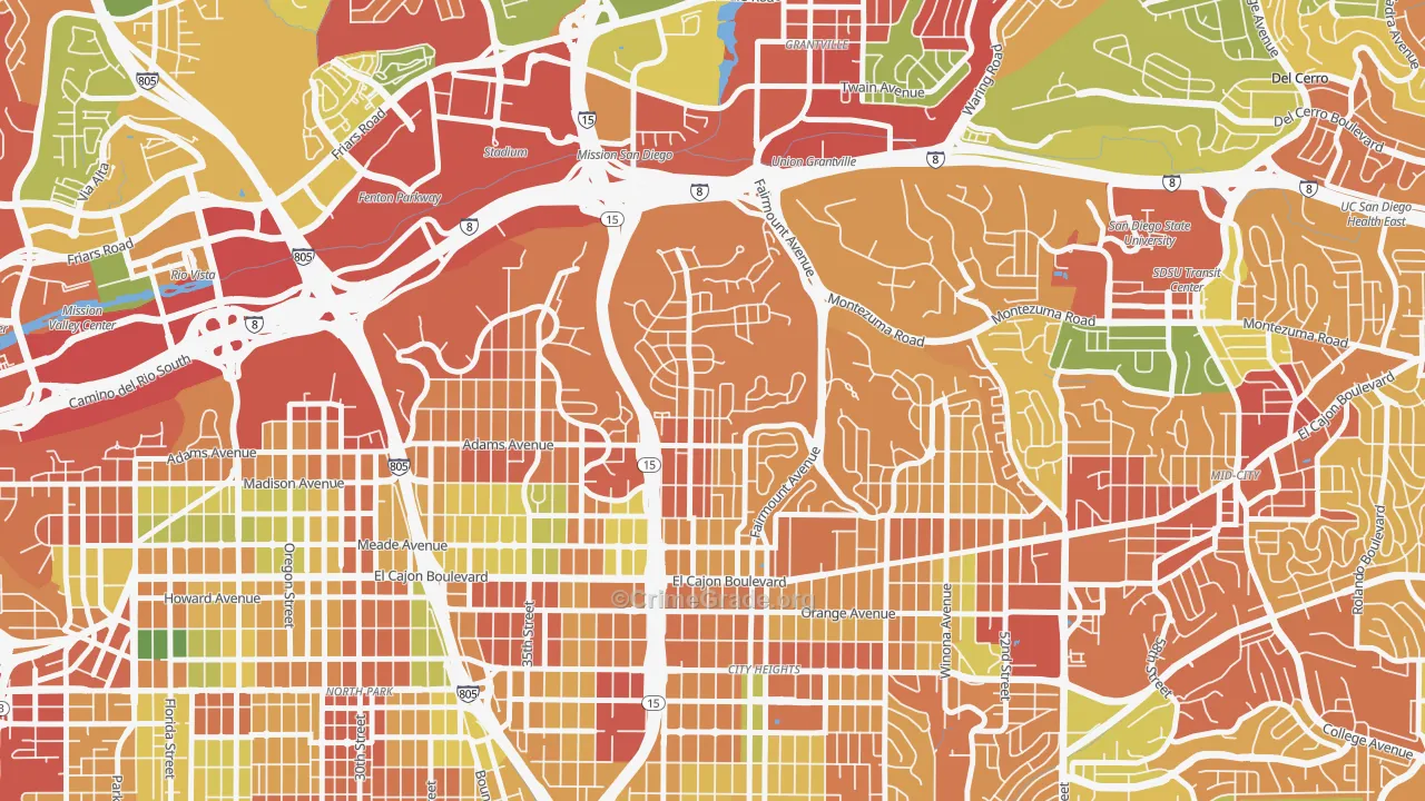 Kensington, San Diego, CA Map of Burglary Rates