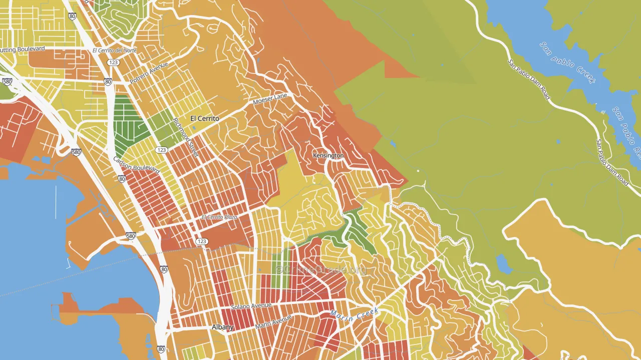 Kensington-San Francisco, Berkeley, CA Map of Burglary Rates