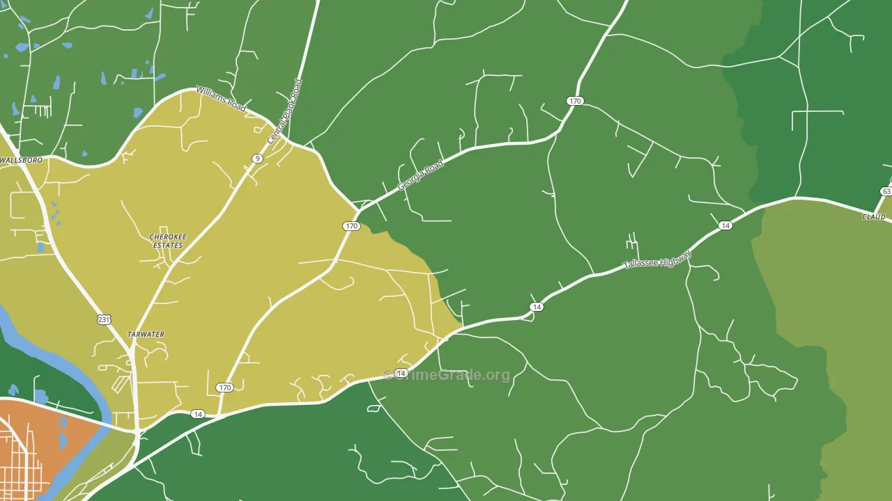 Kent, AL Map of Burglary Rates