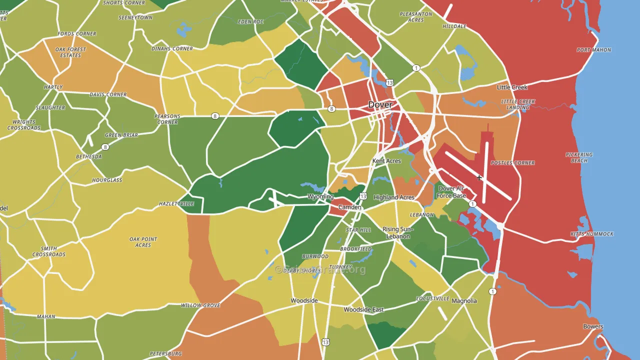 Kent County, DE Map of Burglary Rates