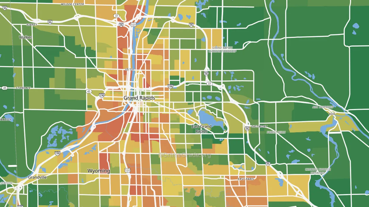 Kent County, MI Map of Burglary Rates