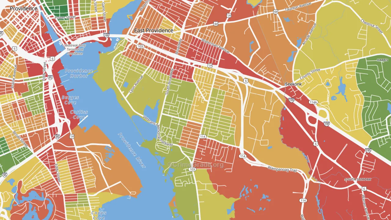 Kent Heights, East Providence, RI Map of Burglary Rates