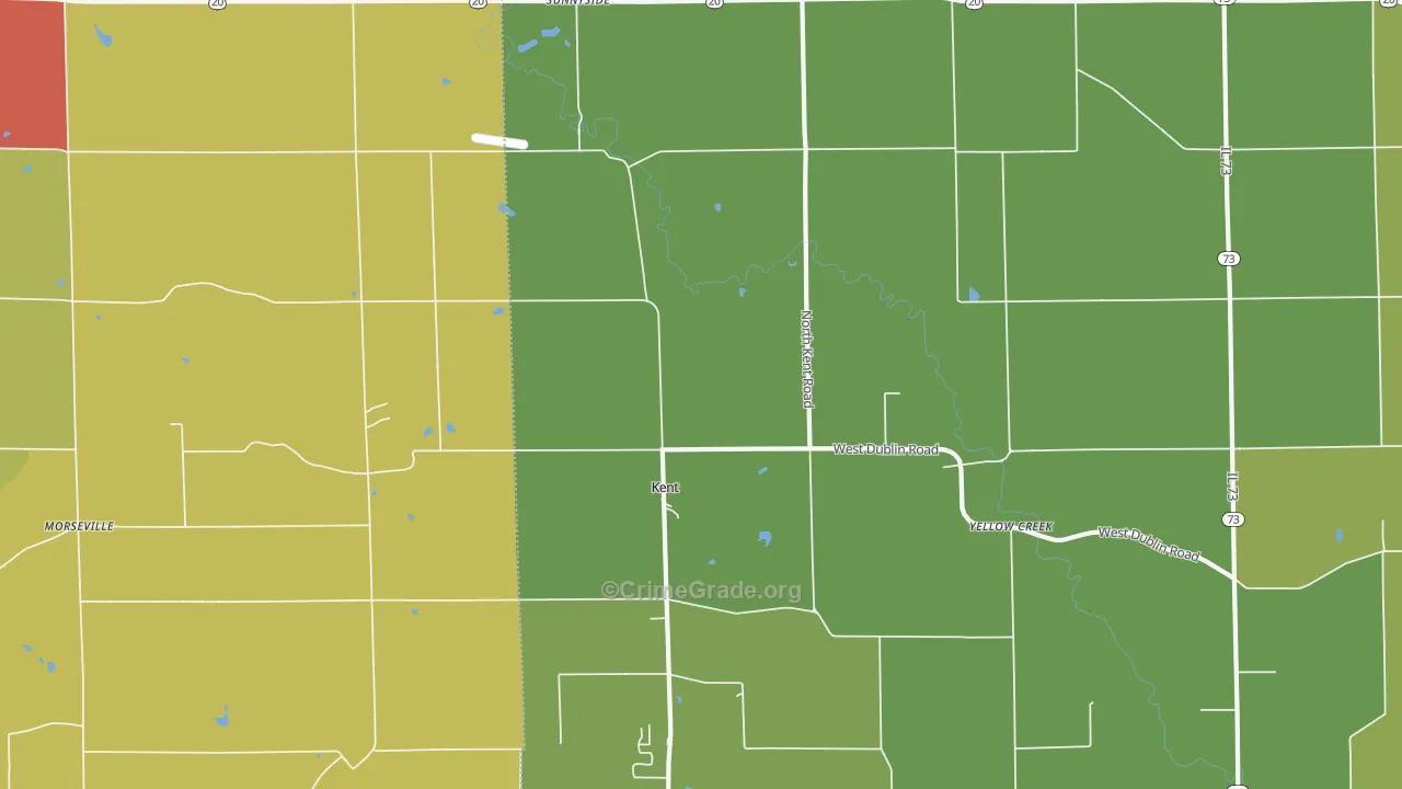 Kent, IL Map of Burglary Rates