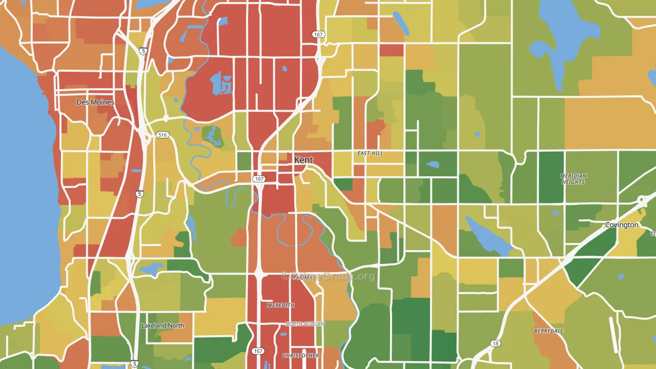 Kent, WA Map of Burglary Rates