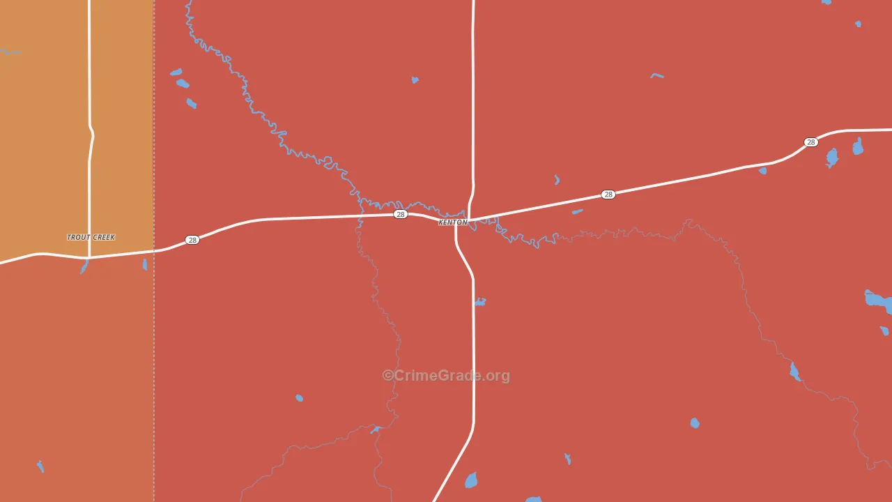 Kenton, MI Map of Burglary Rates