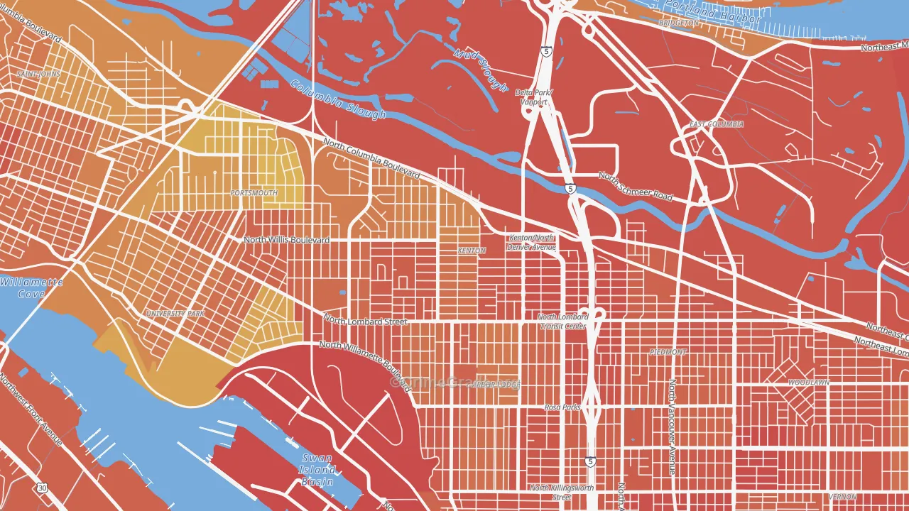 Kenton, Portland, OR Map of Burglary Rates