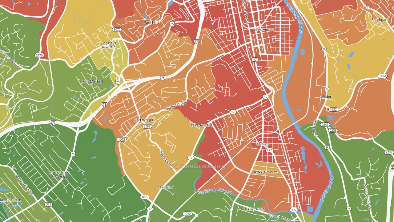 Kenton Vale, KY Map of Burglary Rates