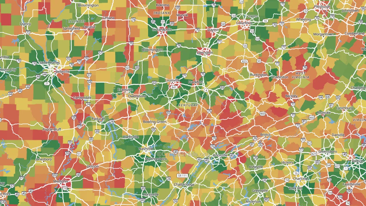 Kentucky Map of Burglary Rates