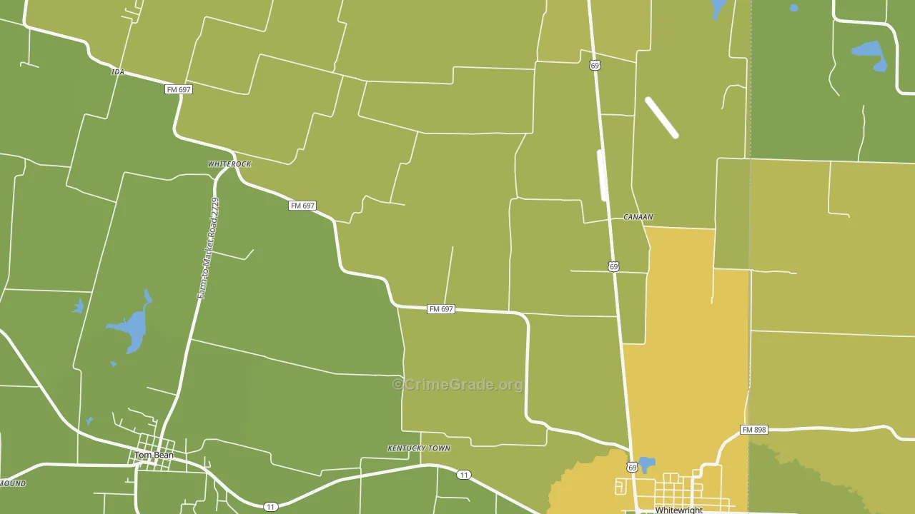 Kentuckytown, TX Map of Burglary Rates