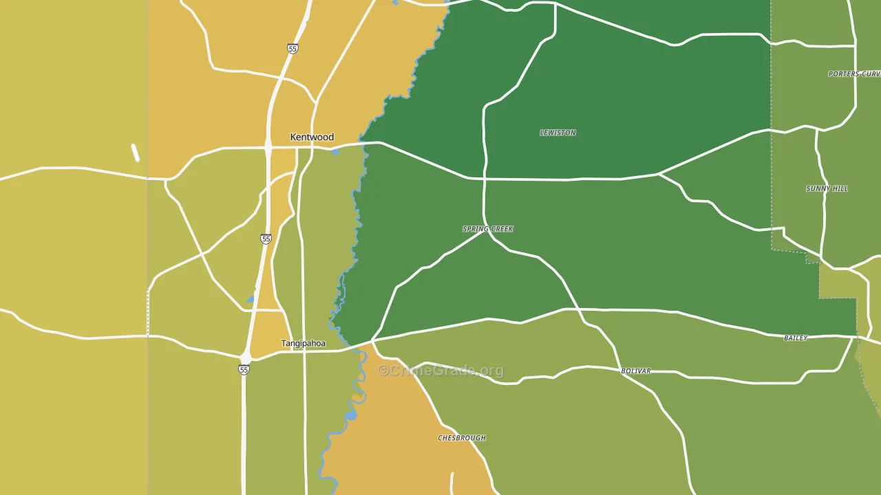 Kentwood, LA Map of Burglary Rates