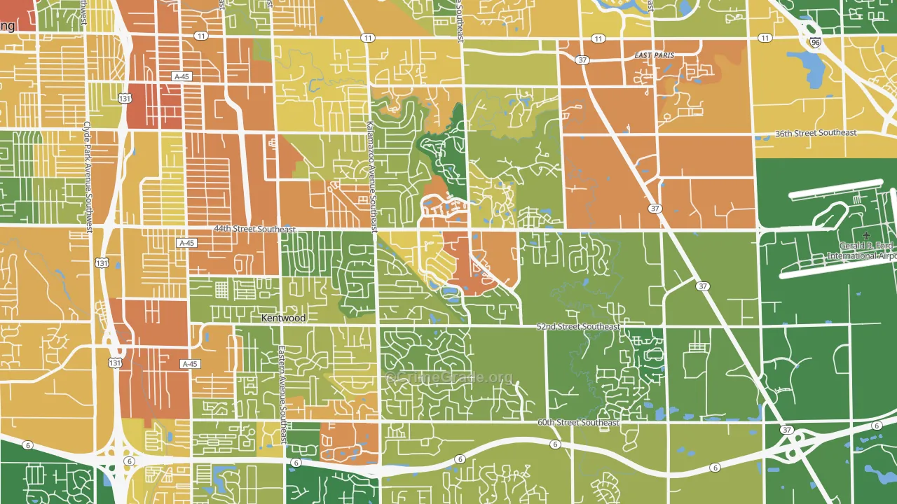 Kentwood, MI Map of Burglary Rates