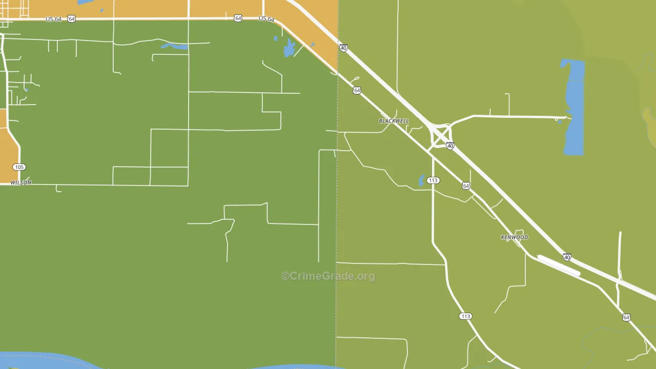 Kenwood, AR Map of Burglary Rates