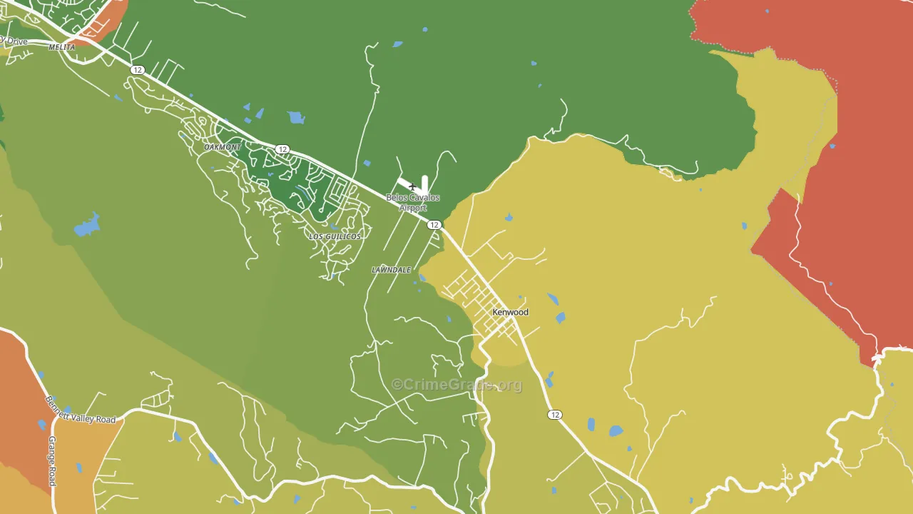 Kenwood, CA Map of Burglary Rates