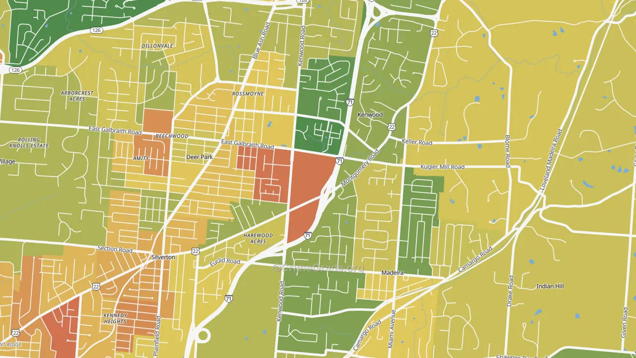 Kenwood, Cincinnati, OH Map of Burglary Rates