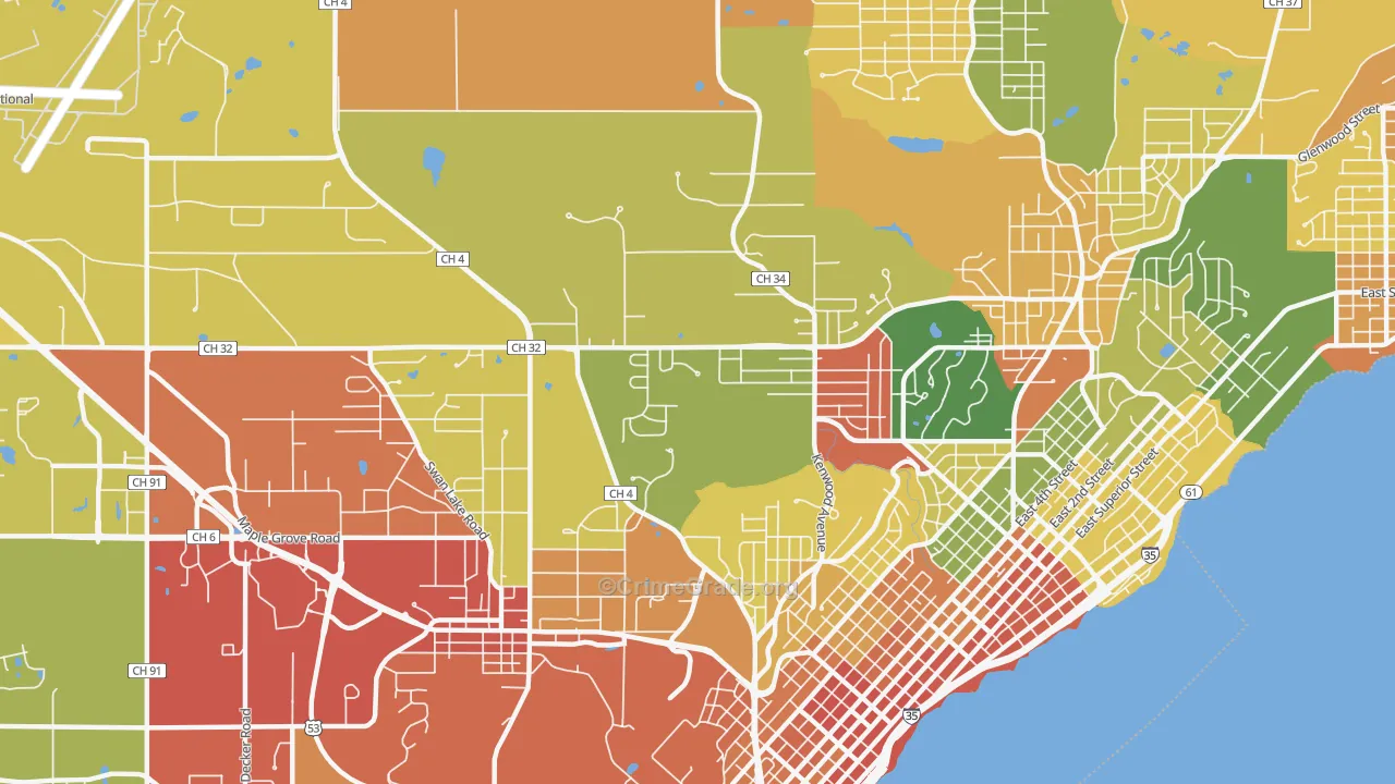 Kenwood-Duluth, Duluth, MN Map of Burglary Rates