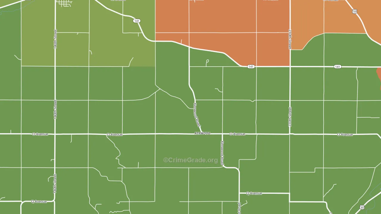 Kenwood, IA Map of Burglary Rates