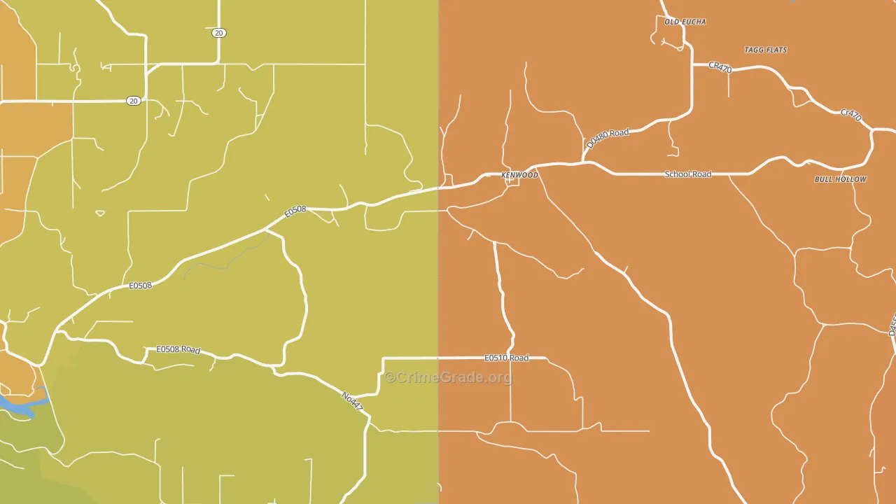 Kenwood, OK Map of Burglary Rates
