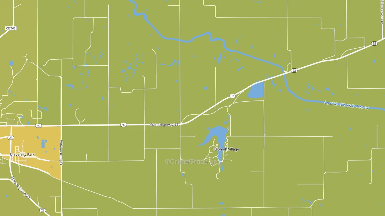 Keomah Village, IA Map of Burglary Rates