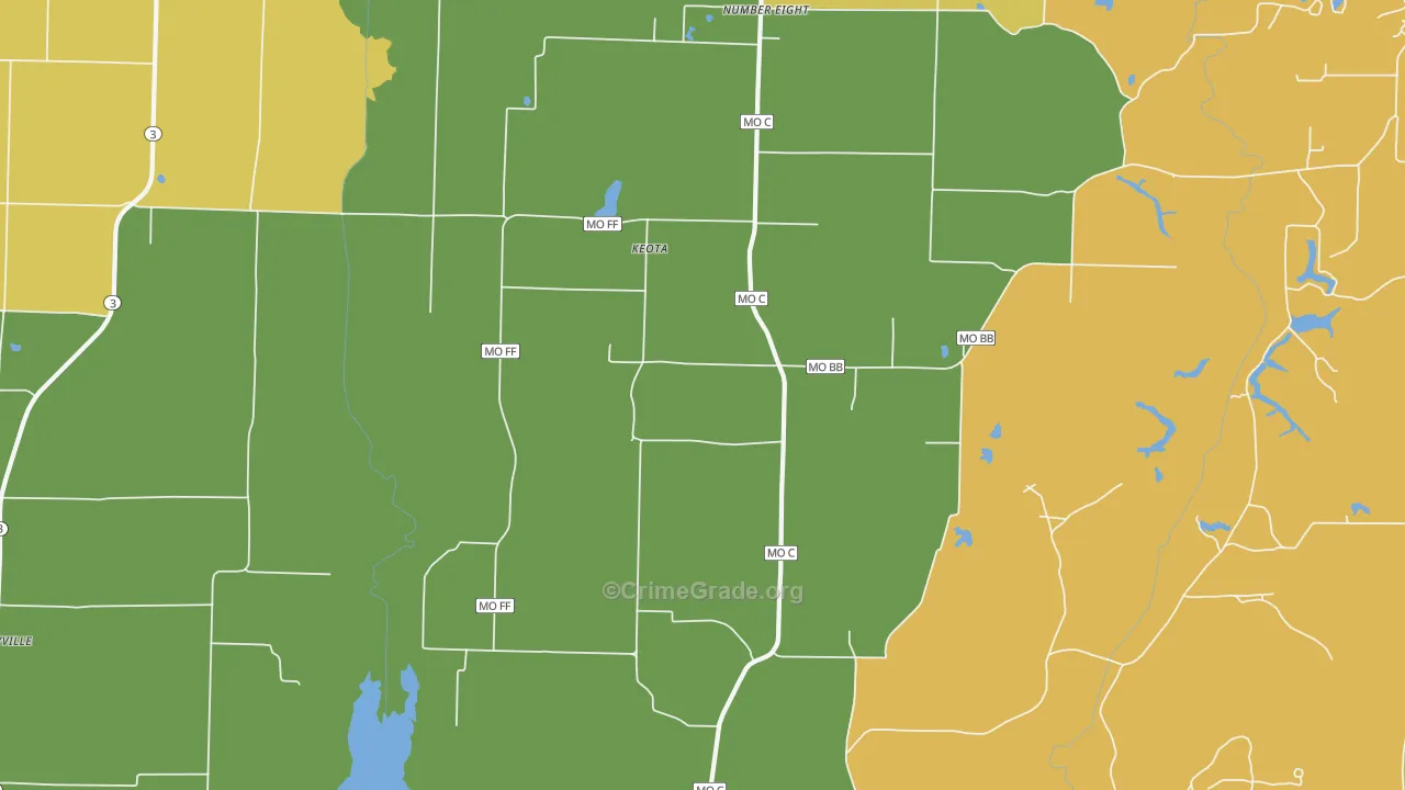 Keota, MO Map of Burglary Rates
