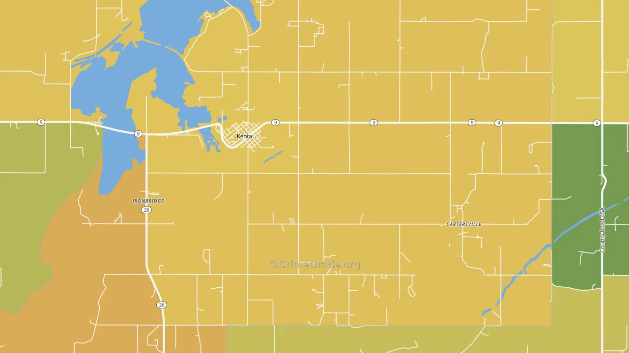 Keota, OK Map of Burglary Rates