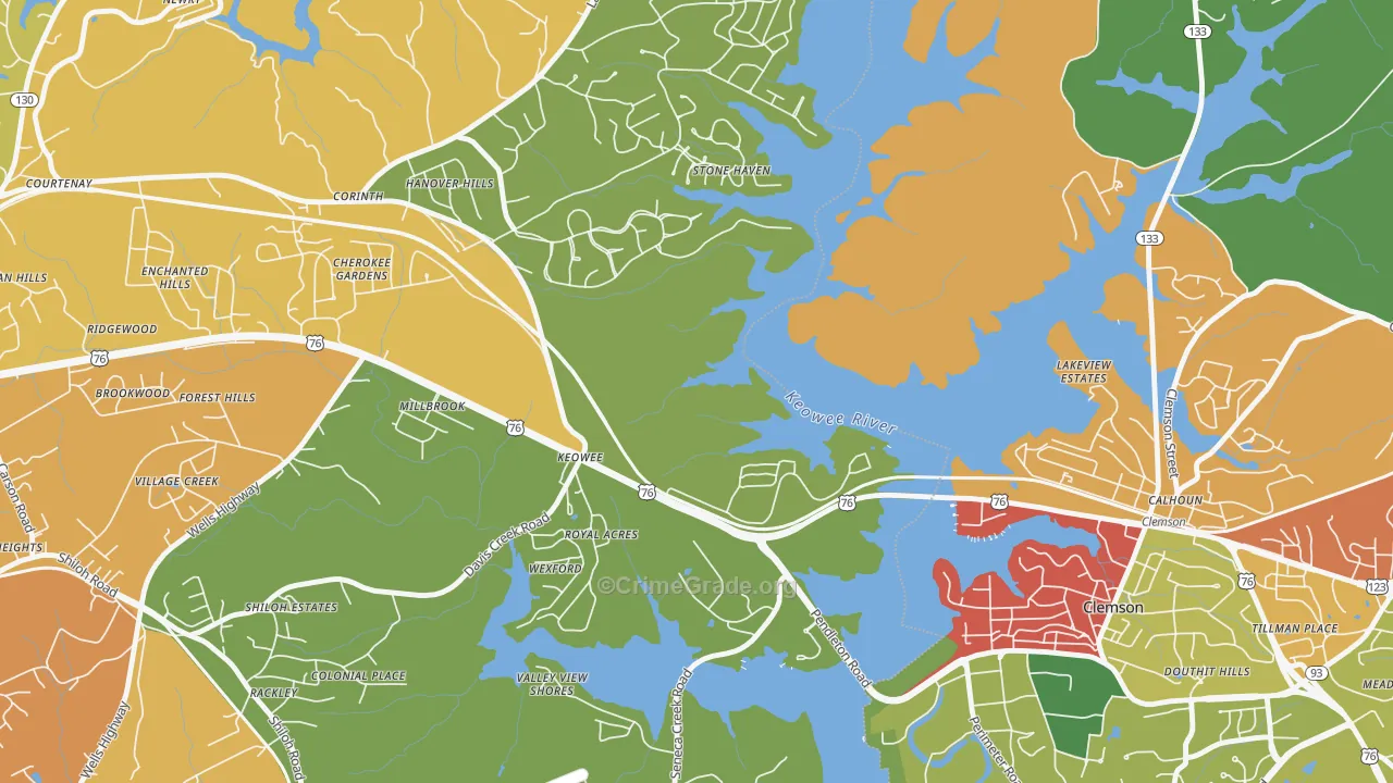 Keowee, SC Map of Burglary Rates