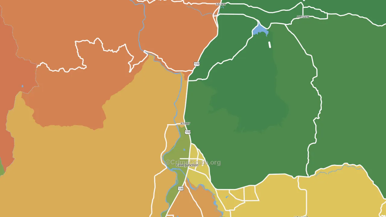 Kerby, OR Map of Burglary Rates