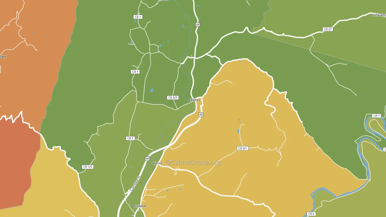 Kerens, WV Map of Burglary Rates