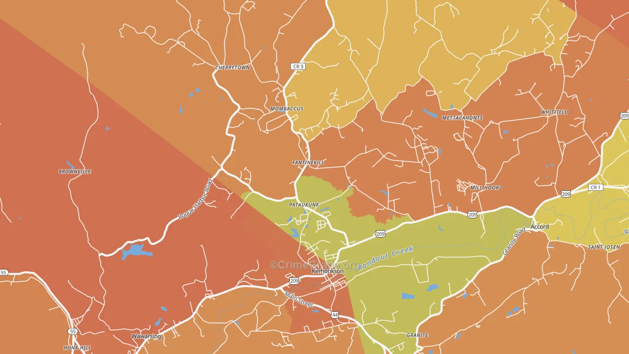 Kerhonkson, NY Map of Burglary Rates