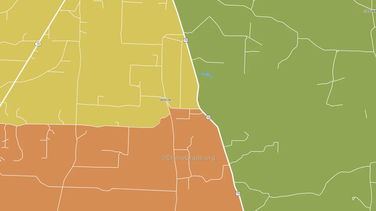 Kerlin, AR Map of Burglary Rates