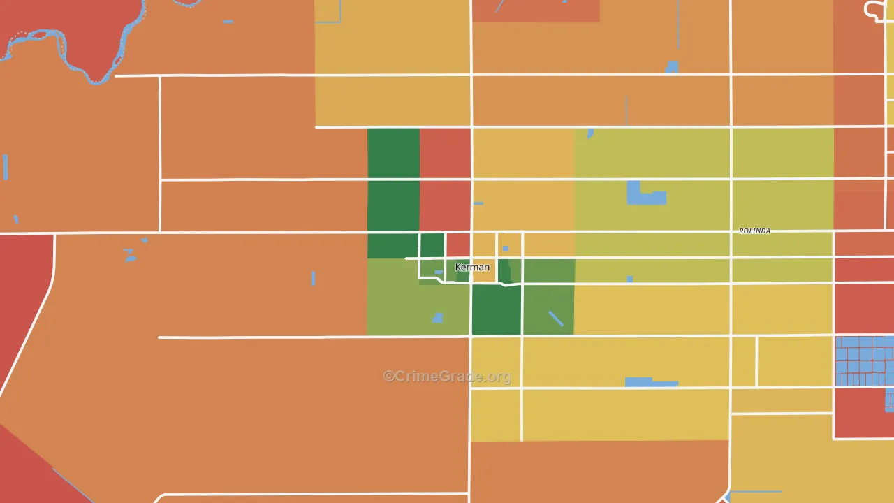 Kerman, CA Map of Burglary Rates
