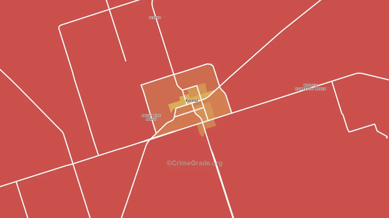 Kermit, TX Map of Burglary Rates