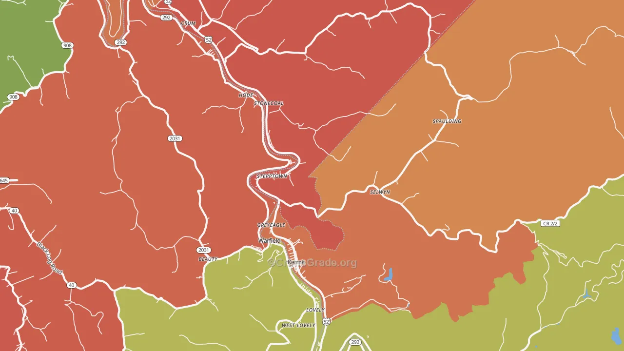 Kermit, WV Map of Burglary Rates