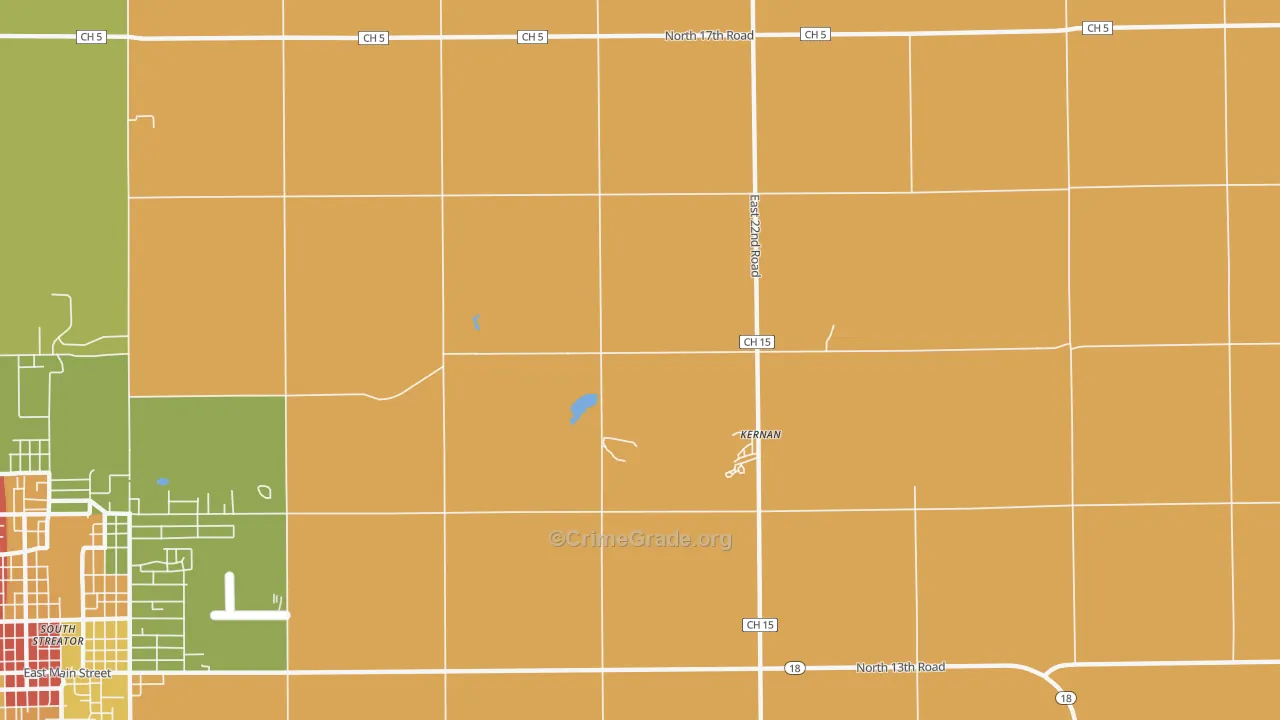 Kernan, IL Map of Burglary Rates