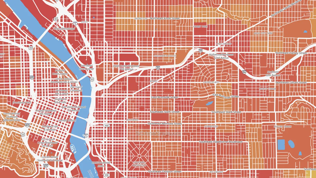 Kerns, Portland, OR Map of Burglary Rates