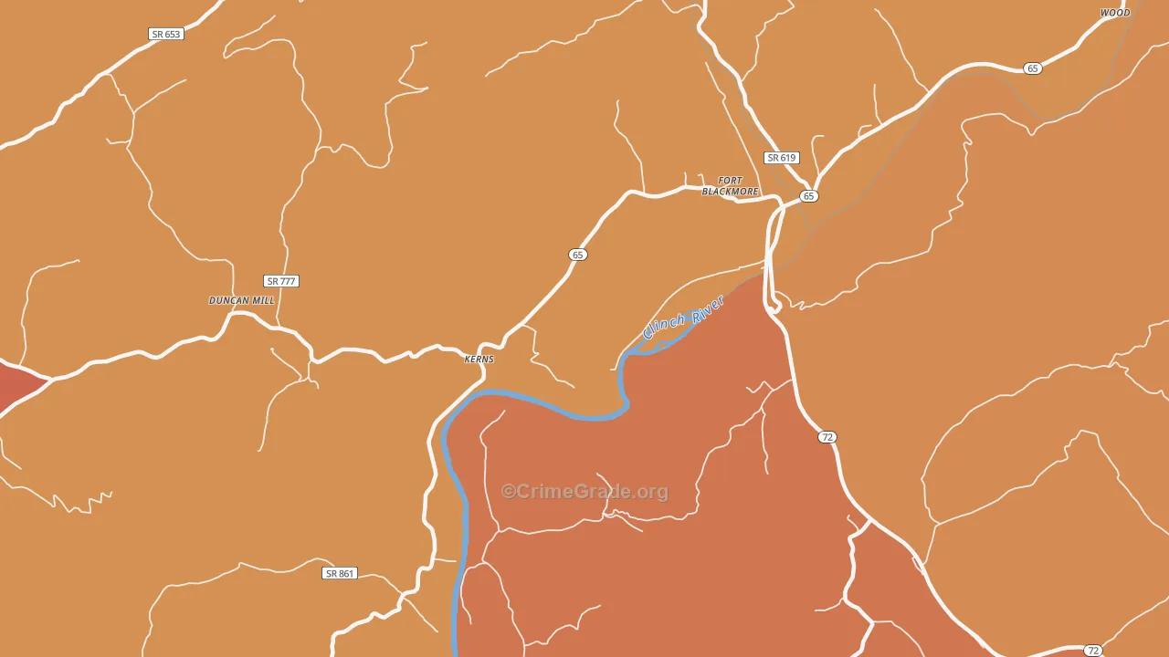 Kerns, VA Map of Burglary Rates