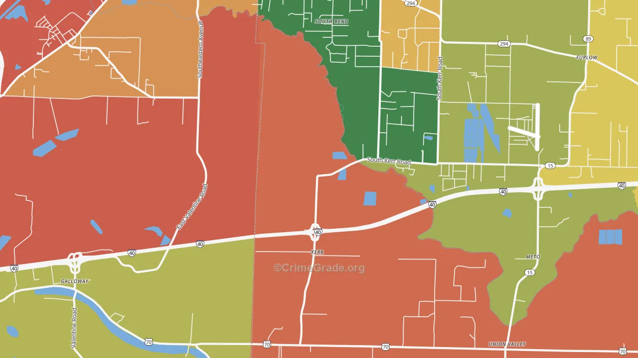 Kerr, AR Map of Burglary Rates