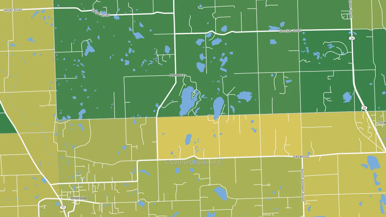 Kerr Hill, MI Map of Burglary Rates