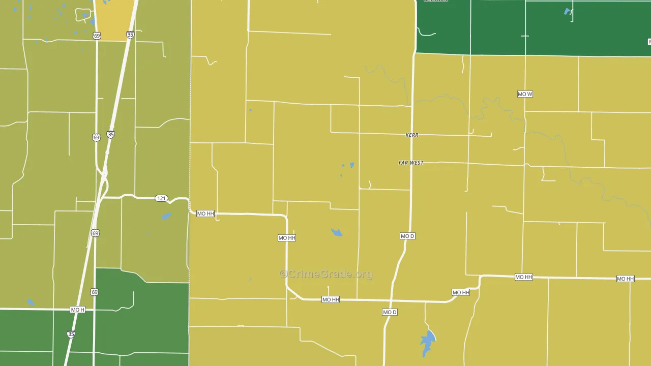 Kerr, MO Map of Burglary Rates
