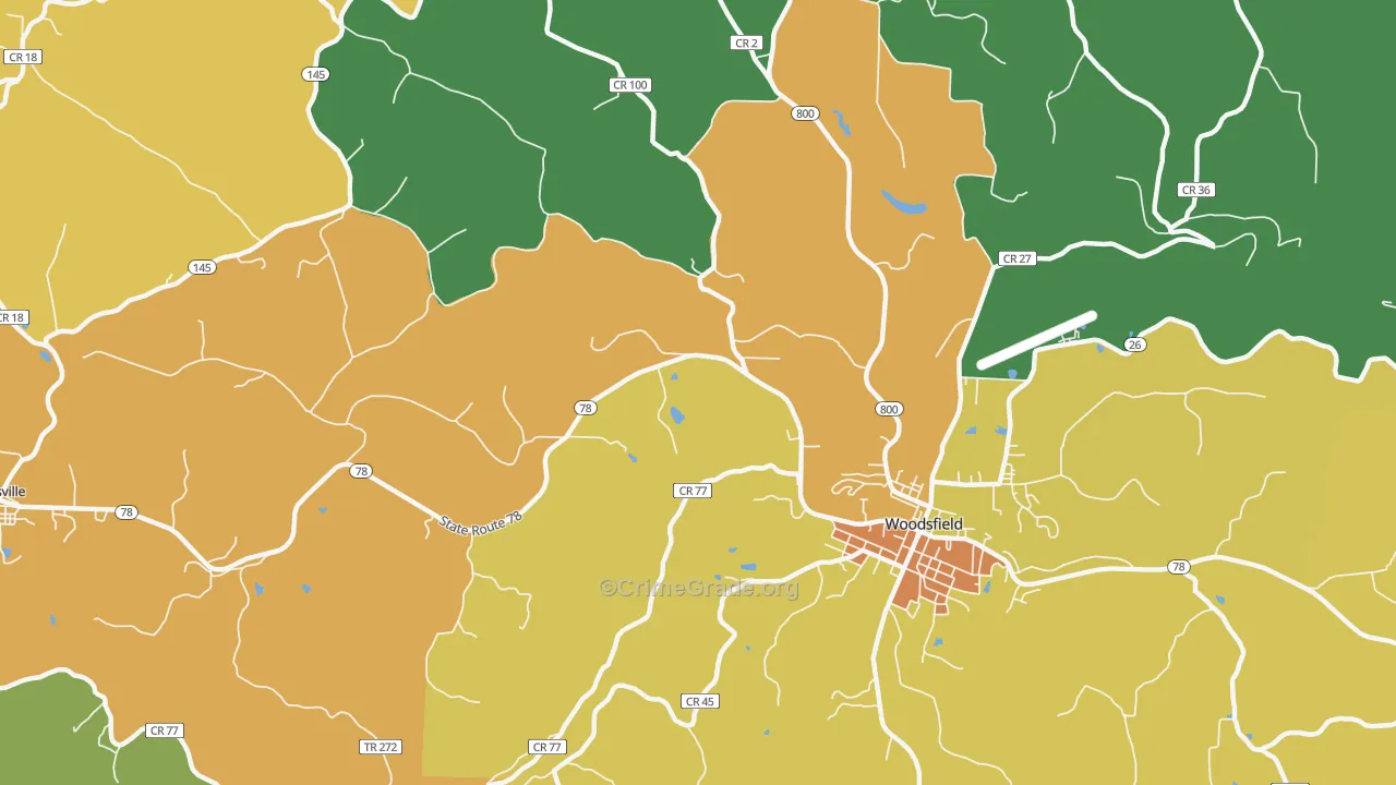 Kerr, OH Map of Burglary Rates
