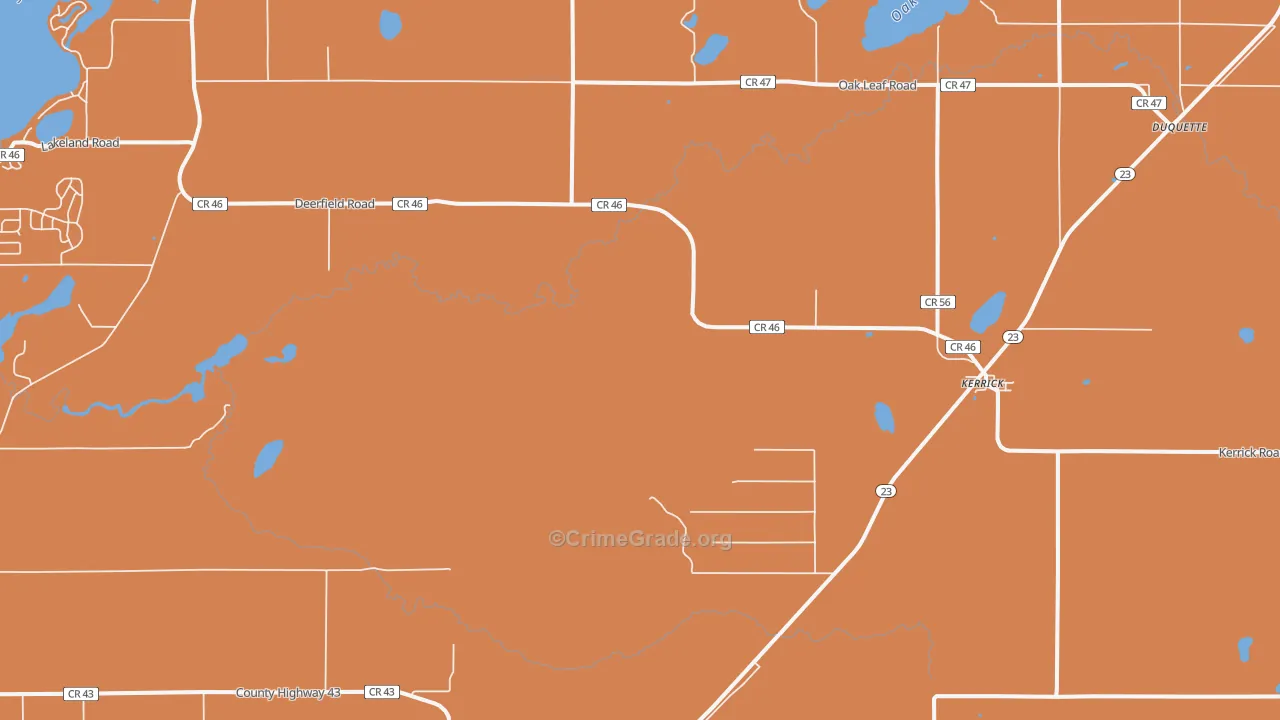 Kerrick, MN Map of Burglary Rates
