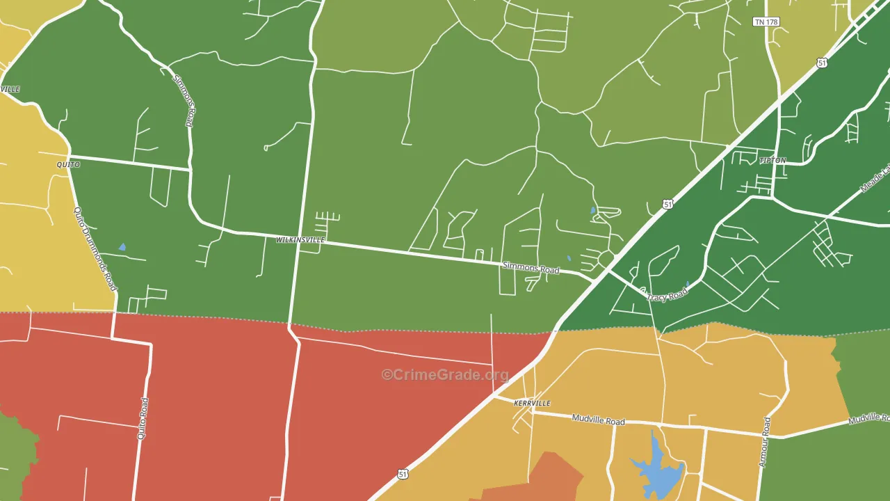 Kerrville, TN Map of Burglary Rates