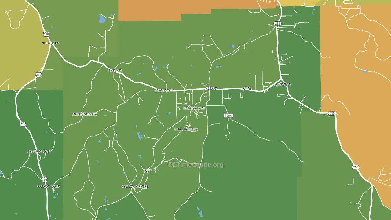 Kersey, PA Map of Burglary Rates
