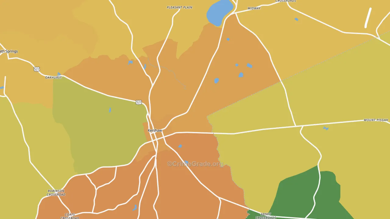 Kershaw, SC Map of Burglary Rates