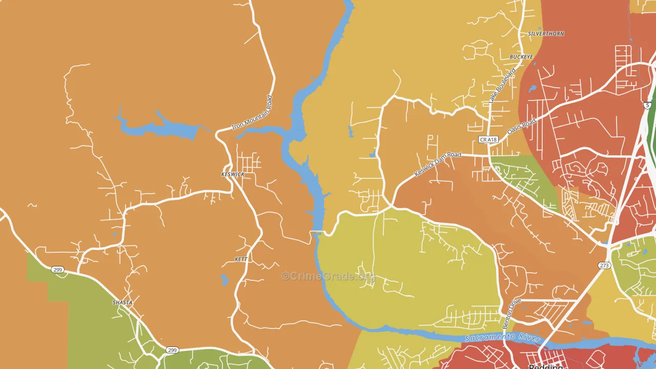 Keswick, CA Map of Burglary Rates