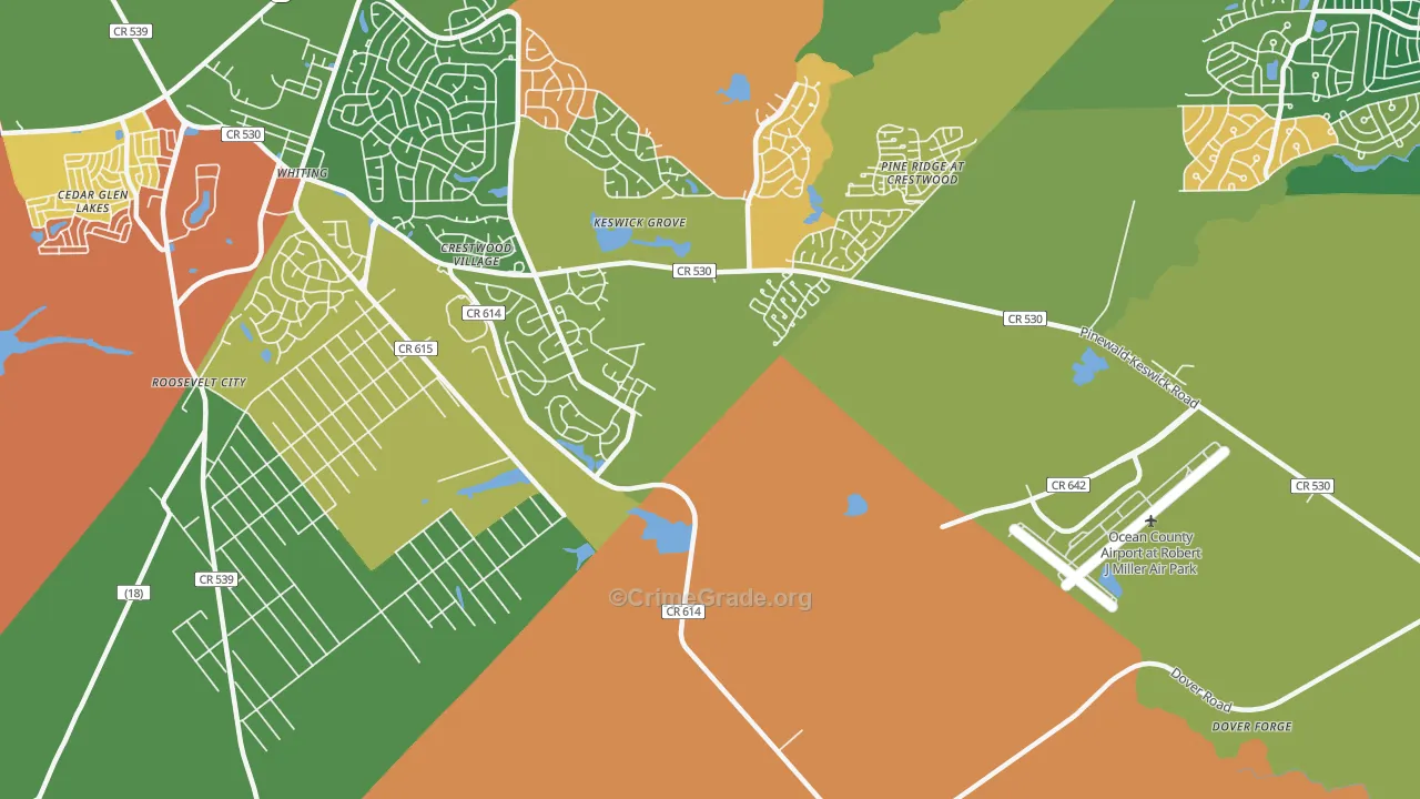 Keswick Grove, NJ Map of Burglary Rates