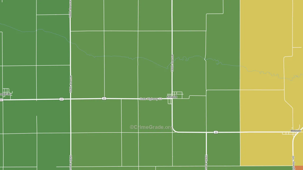 Keswick, IA Map of Burglary Rates